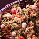 Mediterranean Quinoa Salad with mozzarella ball and fresh pesto 