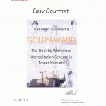 Gold Award Healthy Work place, Easy Gourmet, London Caterer